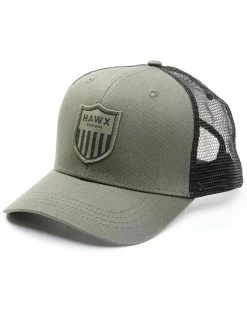 Hawx Men's Olive Shield Logo Patch Mesh-Back Ball CapĀ