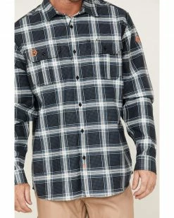 Hawx Men's FR Plaid Long Sleeve Button-Down Work Shirt  Navy -Hawx Shop 2000343145 410 P3