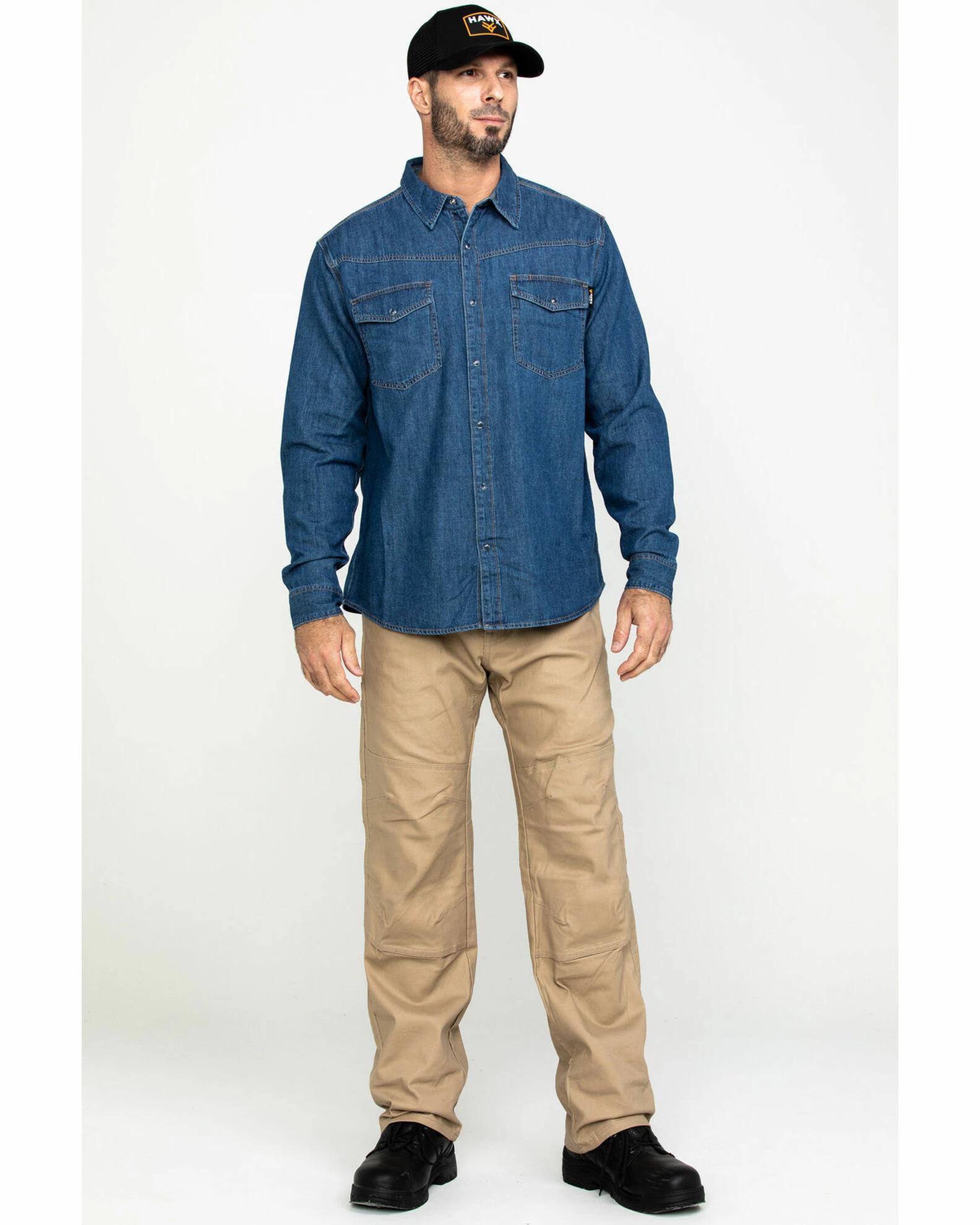 Hawx Men's Stonewashed Denim Snap Western Long Sleeve Work Shirt - Big Blue 8 Hawx Men's Stonewashed Denim Snap Western Long Sleeve Work Shirt - Big Blue - Image 6