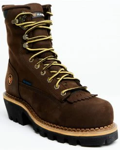 Hawx Men's Chocolate Brown CT Lineman Lace-Up Waterproof Work Boot