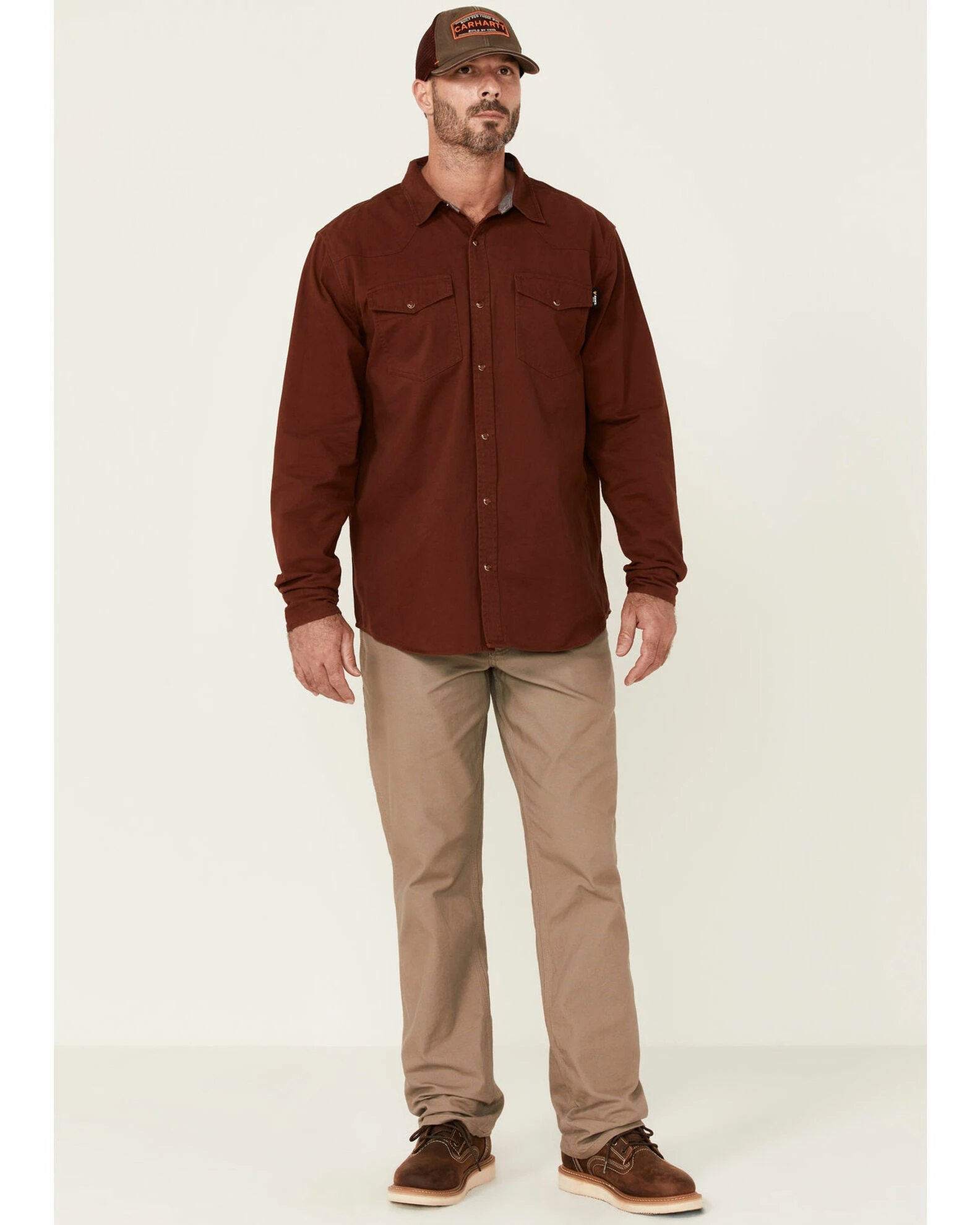 Hawx Men's Solid Mahogany Twill Snap Long Sleeve Work Shirt - Big 4 Hawx Men's Solid Mahogany Twill Snap Long Sleeve Work Shirt - Big - Image 2