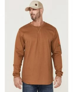 Hawx Men's FR Rust Copper Logo Long Sleeve Work T-Shirt  Russett