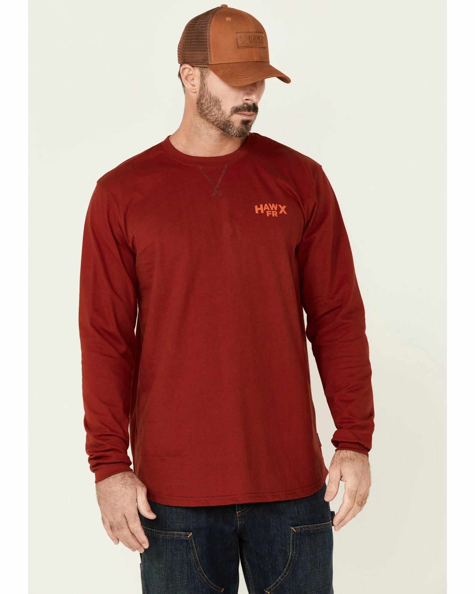 Hawx Men's FR Biking Red Logo Graphic Long Sleeve Work T-Shirt 3 Hawx Men's FR Biking Red Logo Graphic Long Sleeve Work T-Shirt