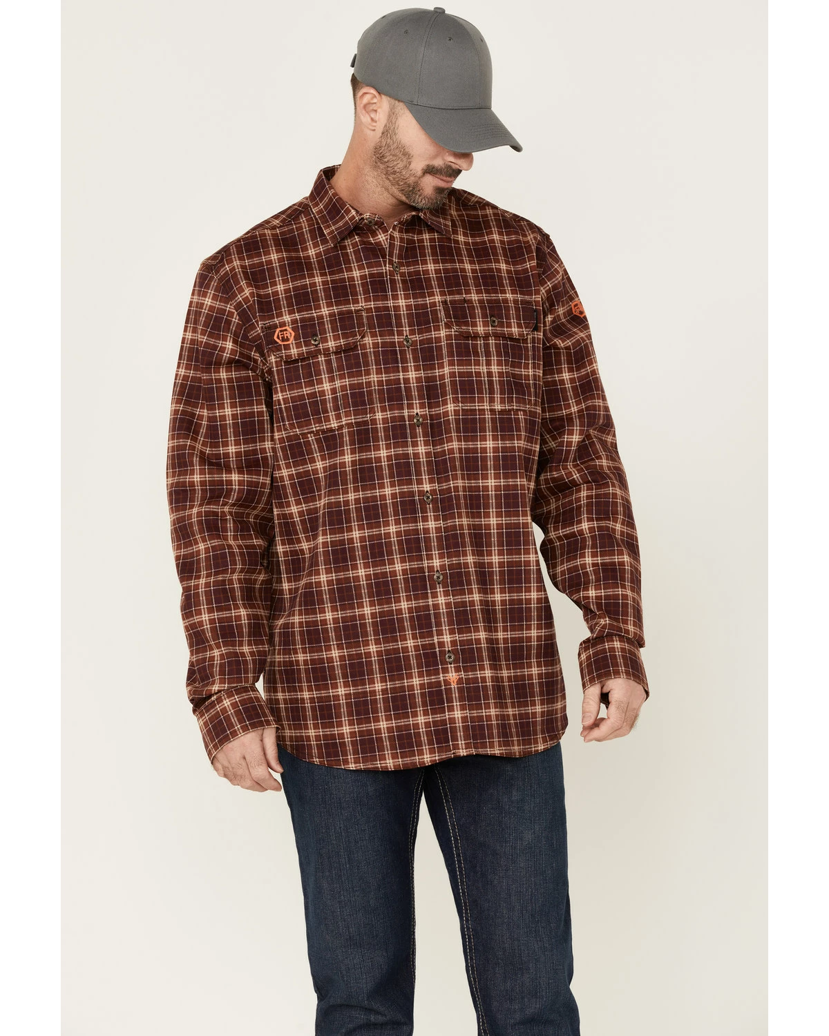 Hawx Men's FR Red Plaid Long Sleeve Button-Down Work Shirt 7 Hawx Men's FR Red Plaid Long Sleeve Button-Down Work Shirt - Image 5