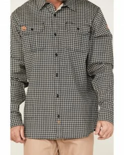 Hawx Men's FR Plaid Woven Long Sleeve Button-Down Work Shirt  Navy -Hawx Shop 2000349505 410 P3