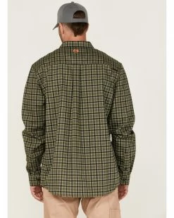 Hawx Men's FR Plaid Woven Long Sleeve Button-Down Work Shirt  Olive -Hawx Shop 2000349506 341 P4