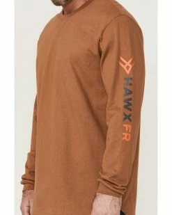 Hawx Men's FR Rust Copper Logo Long Sleeve Work T-Shirt - Tall  Russett -Hawx Shop 2000349738 215 P3