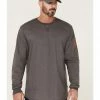 Hawx Men's FR Logo Long Sleeve Work T-Shirt - Tall  Charcoal -Hawx Shop 2000349742 022 P1