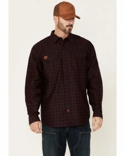 Hawx Men's FR Check Plaid Long Sleeve Button-Down Work Shirt - Big 
