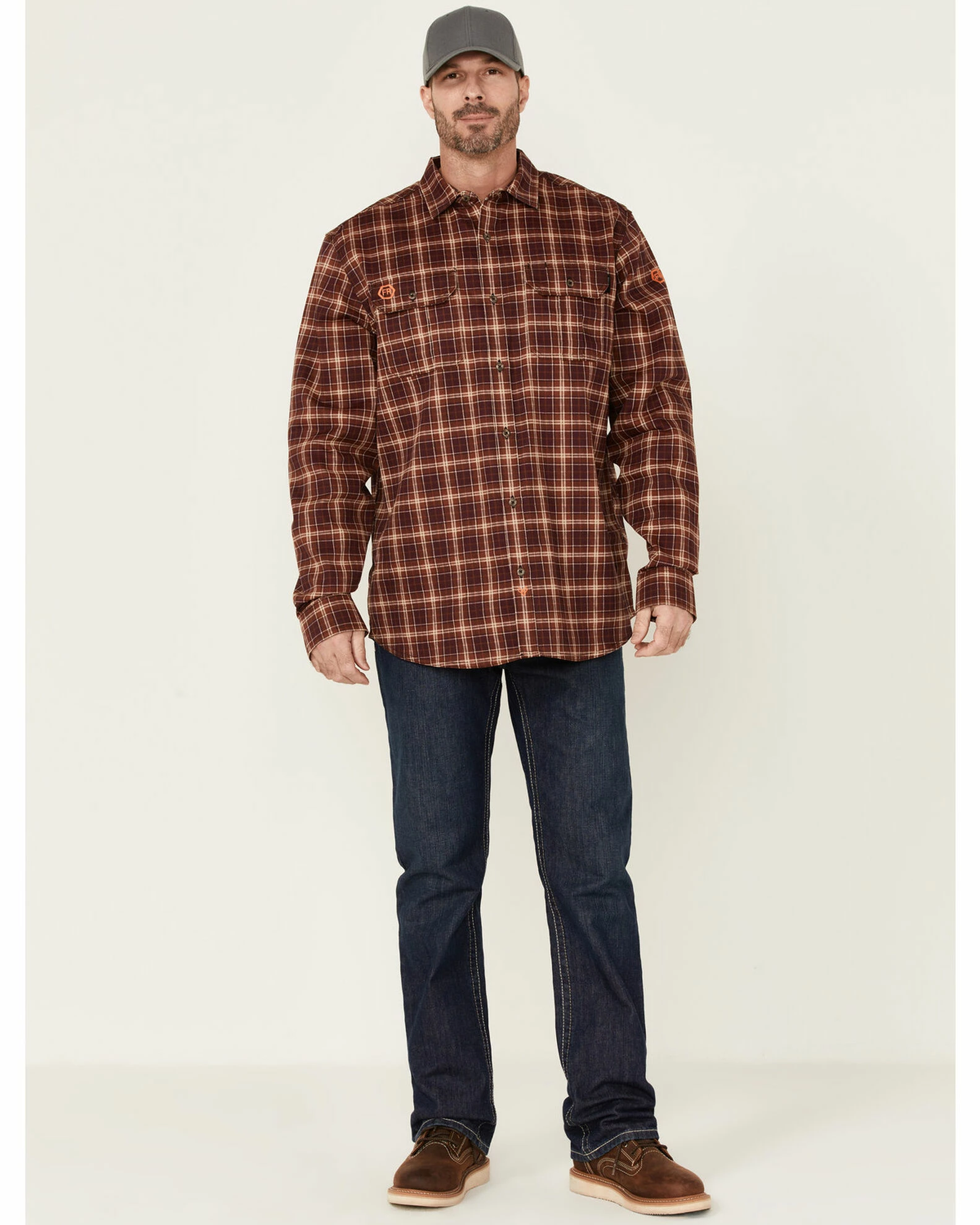 Hawx Men's FR Plaid Red Long Sleeve Button-Down Work Shirt - Tall 4 Hawx Men's FR Plaid Red Long Sleeve Button-Down Work Shirt - Tall - Image 2