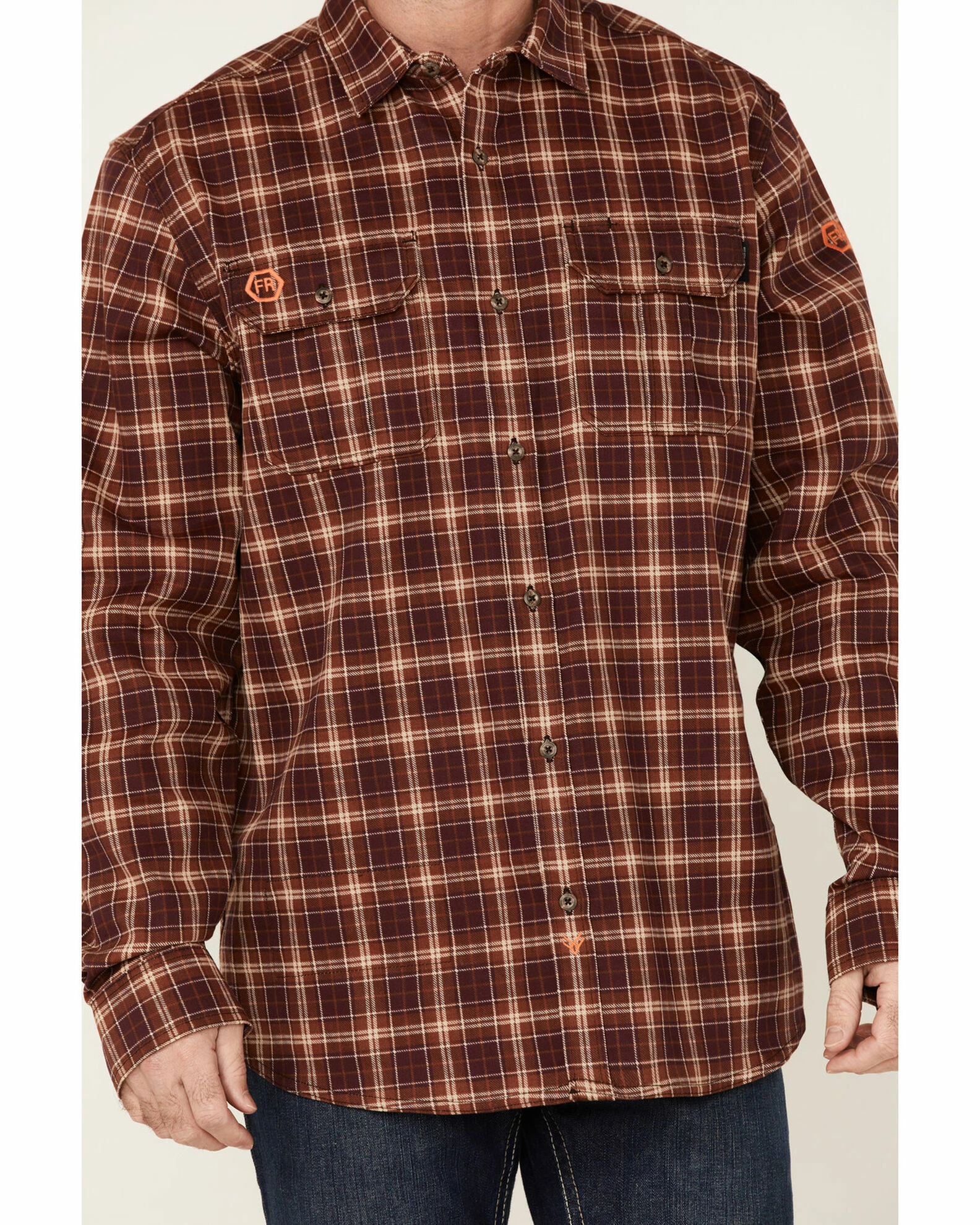 Hawx Men's FR Plaid Red Long Sleeve Button-Down Work Shirt - Tall 5 Hawx Men's FR Plaid Red Long Sleeve Button-Down Work Shirt - Tall - Image 3