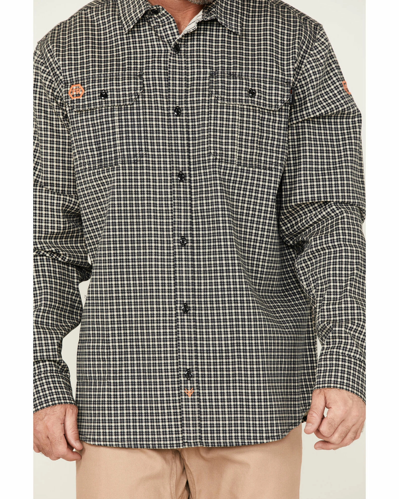 Hawx Men's FR Plaid Woven Long Sleeve Button-Down Work Shirt - Tall Navy 5 Hawx Men's FR Plaid Woven Long Sleeve Button-Down Work Shirt - Tall Navy - Image 3