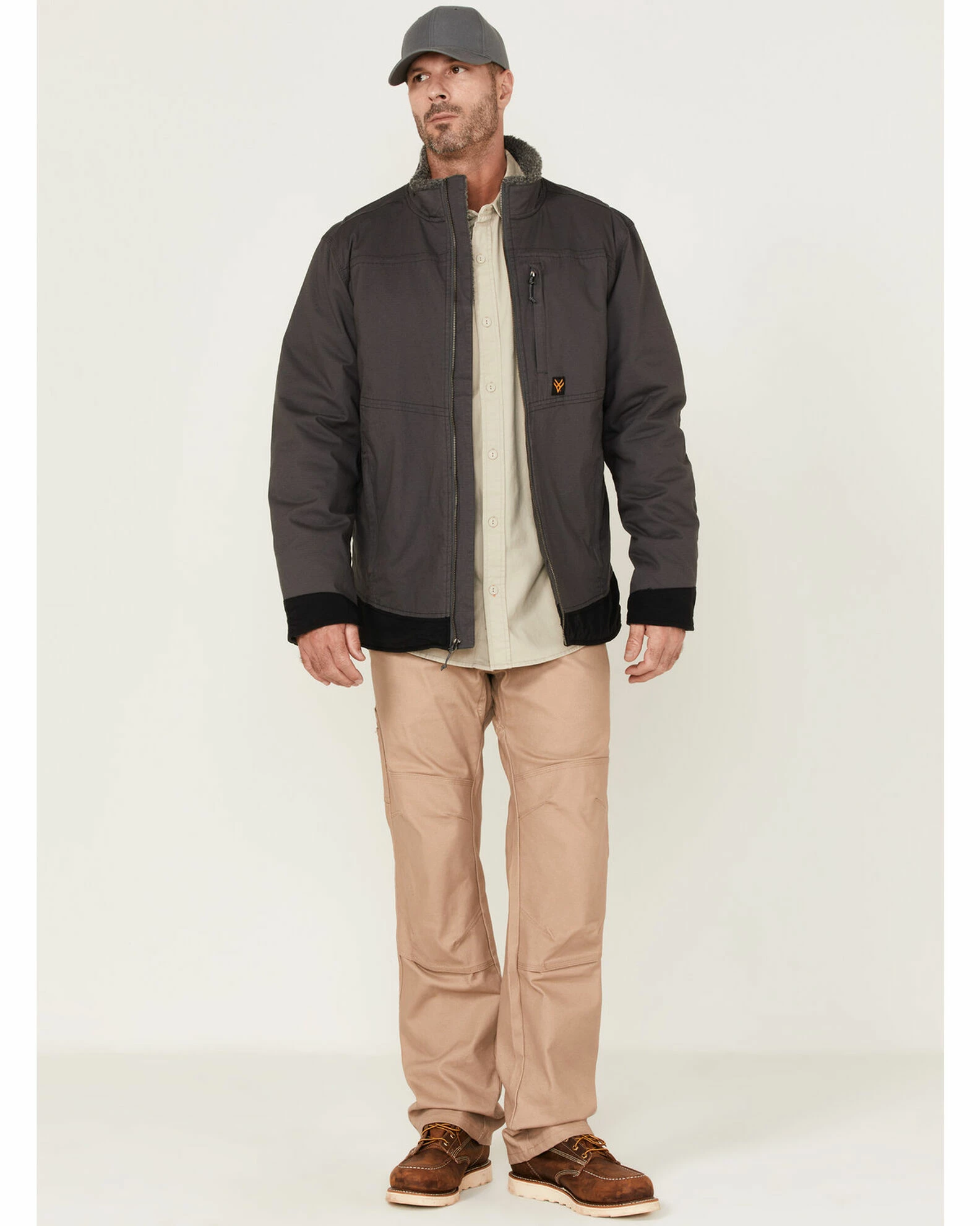 Hawx Men's Weather Ripstop Zip-Front Hooded Sherpa Work Jacket Charcoal 4 Hawx Men's Weather Ripstop Zip-Front Hooded Sherpa Work Jacket Charcoal - Image 2