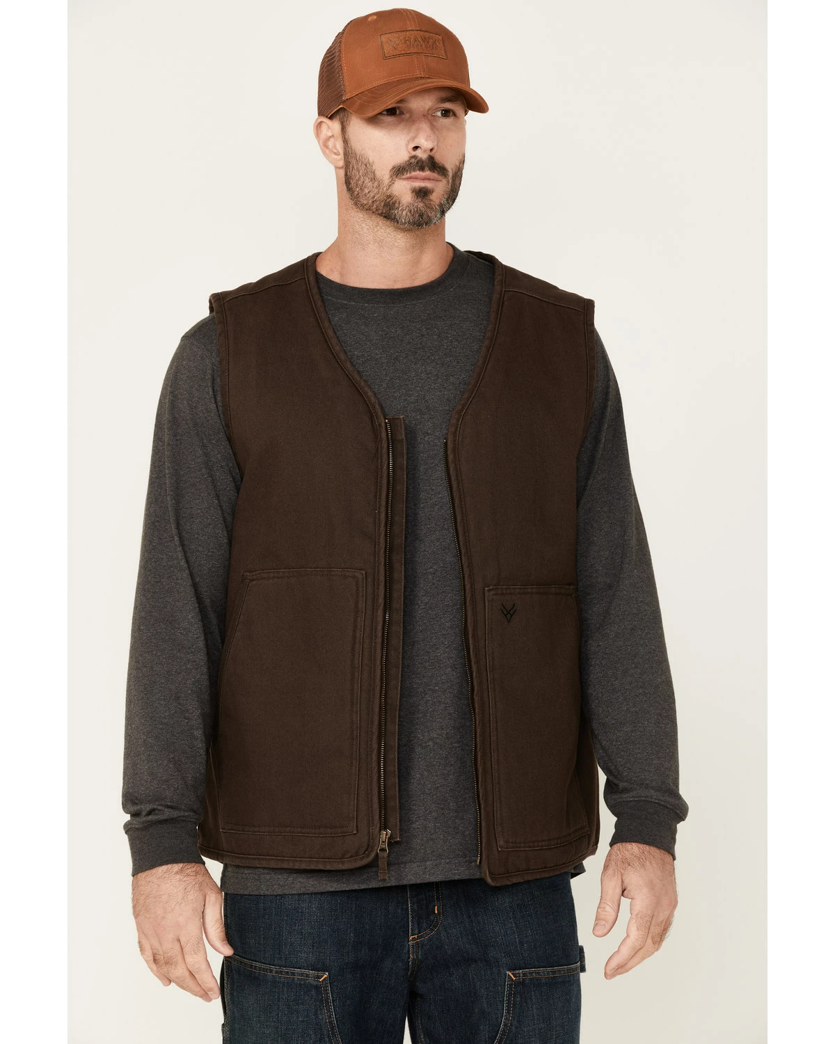 Hawx Men's Weathered Canvas Zip-Front Sherpa Lined Work Vest - Tall Brown 7 Hawx Men's Weathered Canvas Zip-Front Sherpa Lined Work Vest - Tall Brown - Image 5