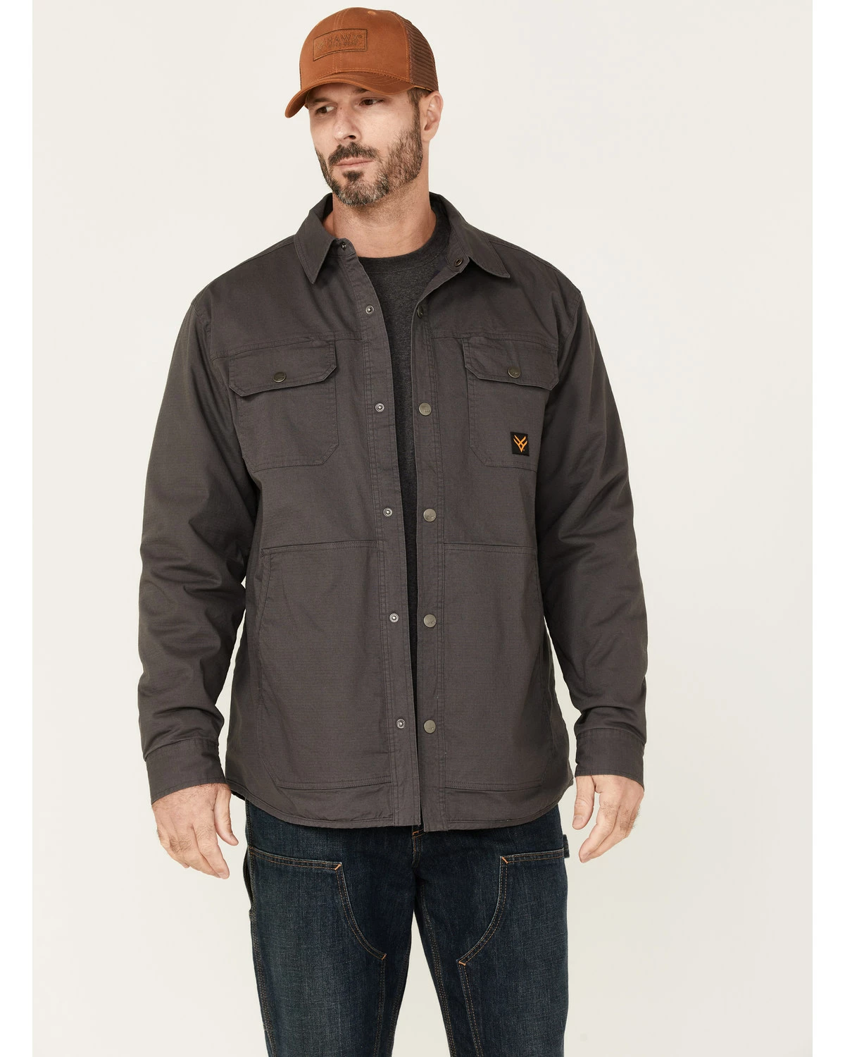 Hawx Men's Charcoal Gordon Stretch Ripstop Snap-Down Work Shirt Jacket 7 Hawx Men's Charcoal Gordon Stretch Ripstop Snap-Down Work Shirt Jacket - Image 5