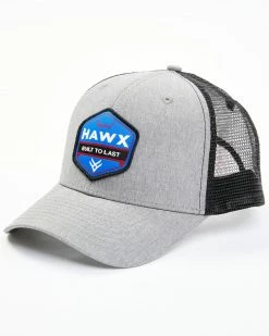Hawx Men's Grey Hectagon Logo Patch Mesh-Back Ball CapĀ