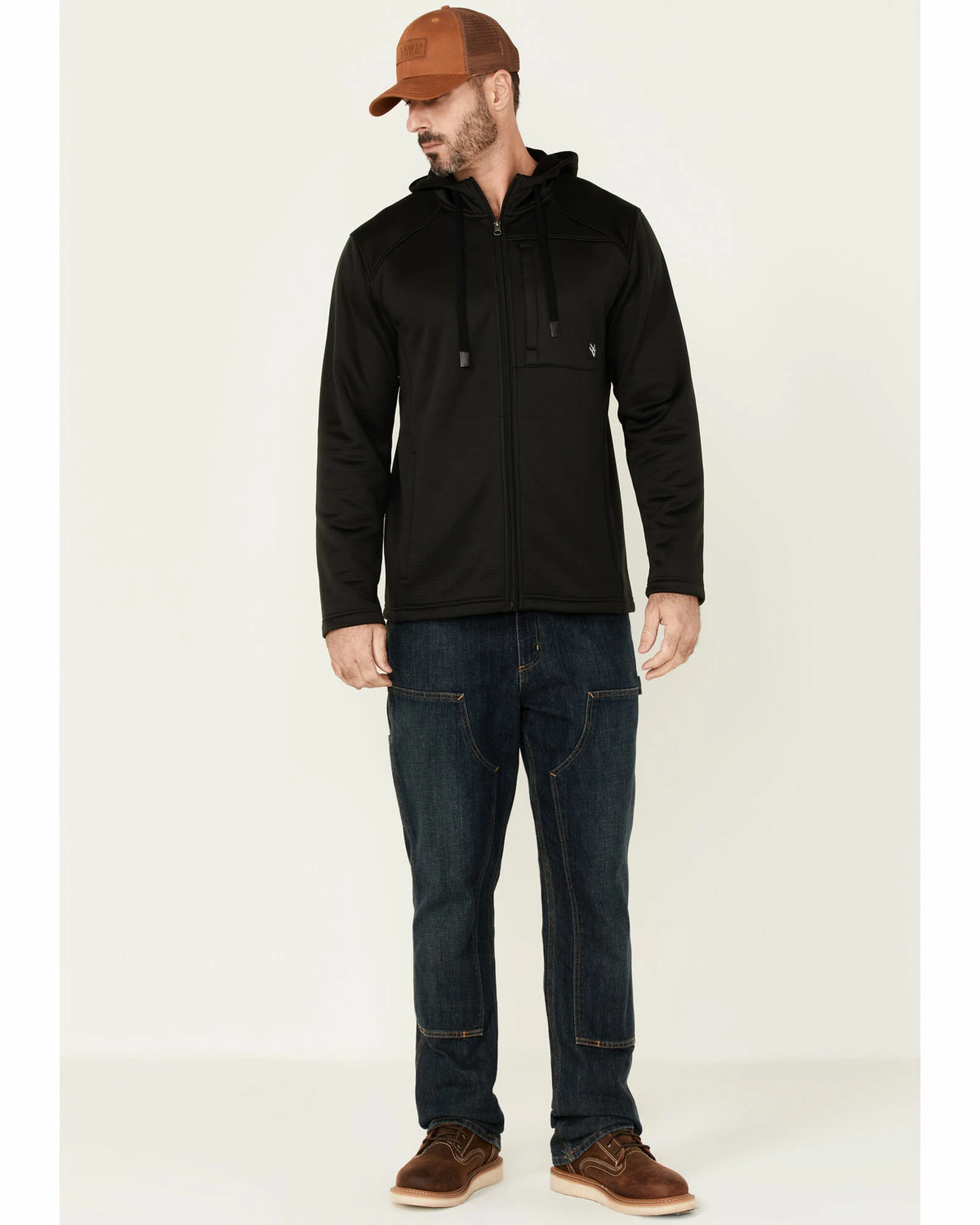 Hawx Men's Black Merrick Grid Back Zip-Front Fleece Hooded Work Jacket 4 Hawx Men's Black Merrick Grid Back Zip-Front Fleece Hooded Work Jacket - Image 2