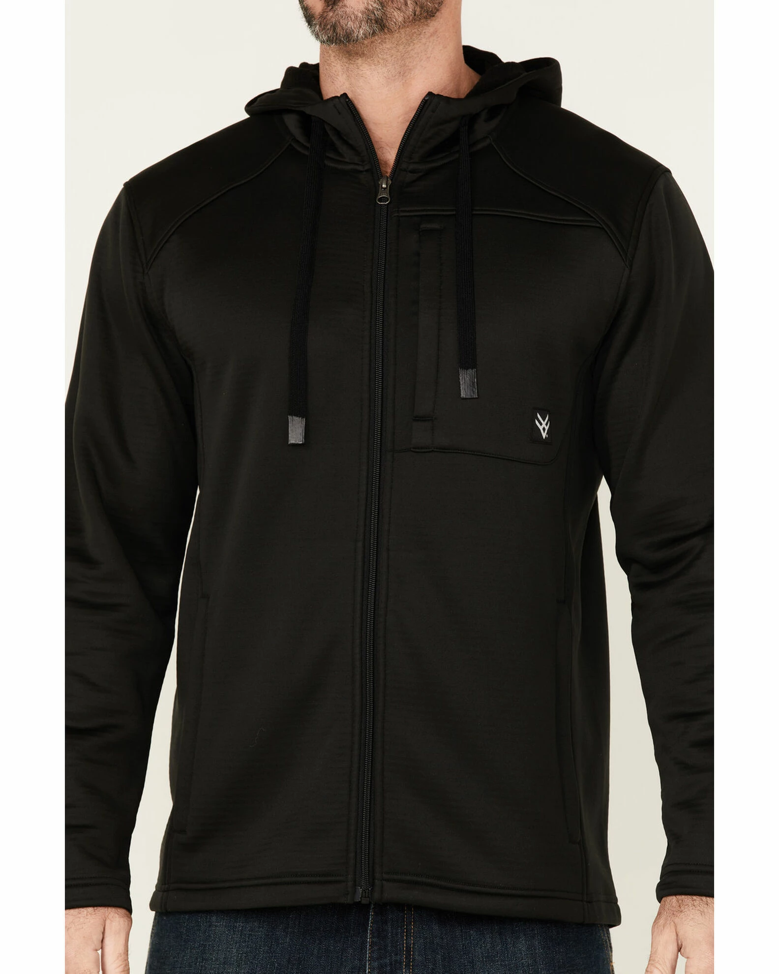 Hawx Men's Black Merrick Grid Back Zip-Front Fleece Hooded Work Jacket 5 Hawx Men's Black Merrick Grid Back Zip-Front Fleece Hooded Work Jacket - Image 3