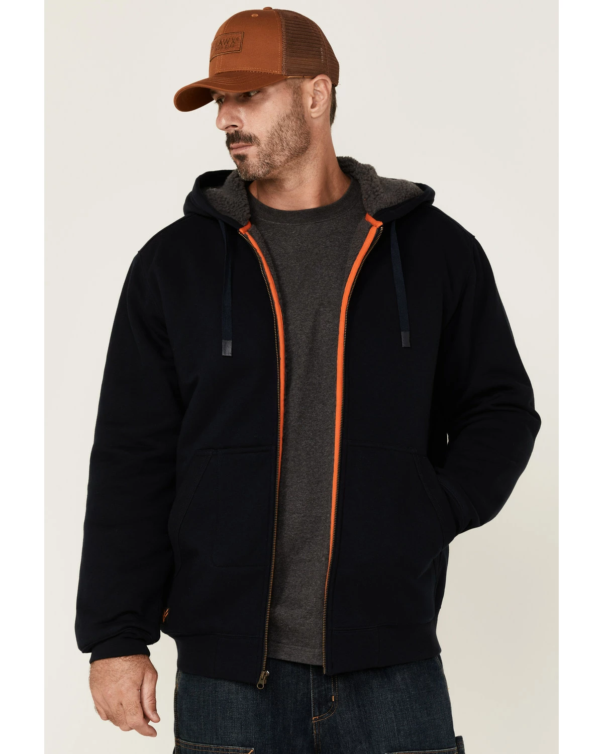 Hawx Men's Navy Sherpa Lined Zip-Front Hooded Work Jacket 7 Hawx Men's Navy Sherpa Lined Zip-Front Hooded Work Jacket - Image 5