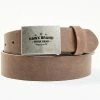 Hawx Men's Silver Plaque Logo Buckle Brown Leather Belt -Hawx Shop 2000352193 200 P1