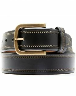 Hawx Men's Black Smooth Leather Stitch Belt