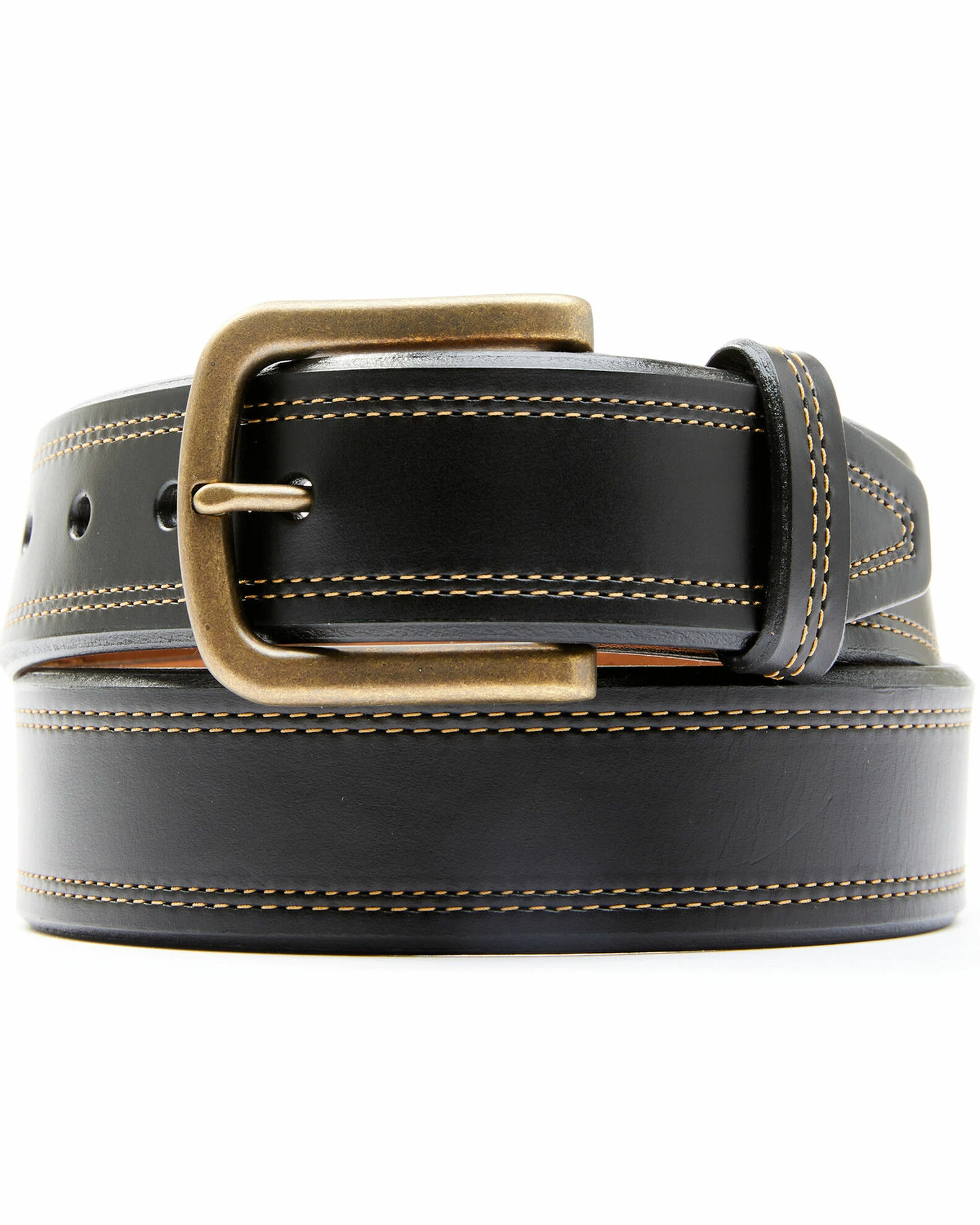 Hawx Men's Black Smooth Leather Stitch Belt 3 Hawx Men's Black Smooth Leather Stitch Belt