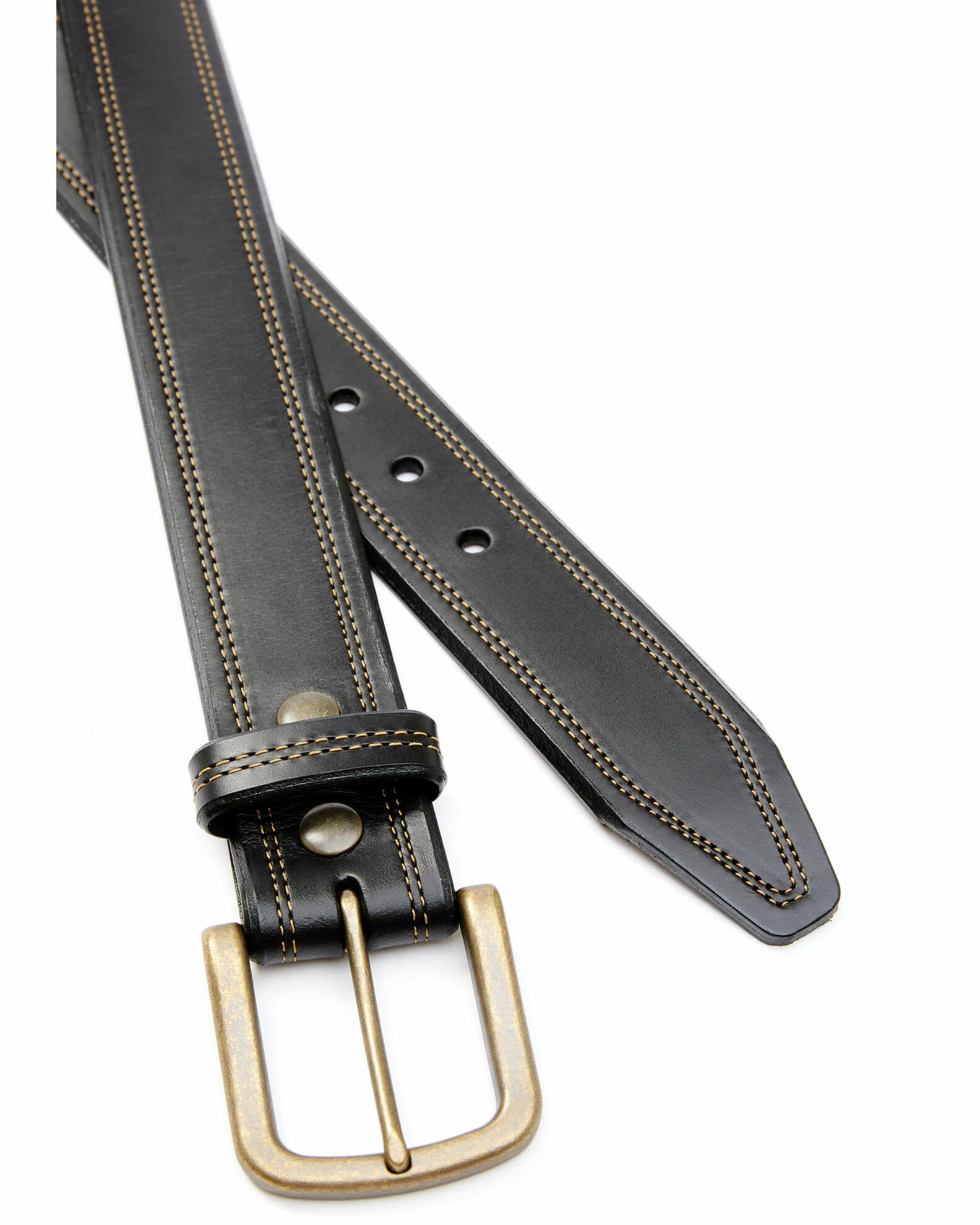 Hawx Men's Black Smooth Leather Stitch Belt 4 Hawx Men's Black Smooth Leather Stitch Belt - Image 2