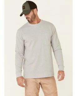Hawx Men's Solid Light Grey Forge Long Sleeve Work Pocket T-Shirt - Big