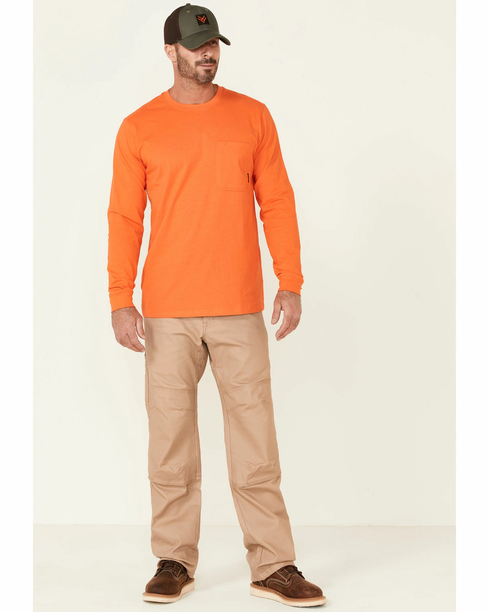 Hawx Men's Solid Orange Forge Long Sleeve Work Pocket T-Shirt - Tall 4 Hawx Men's Solid Orange Forge Long Sleeve Work Pocket T-Shirt - Tall - Image 2