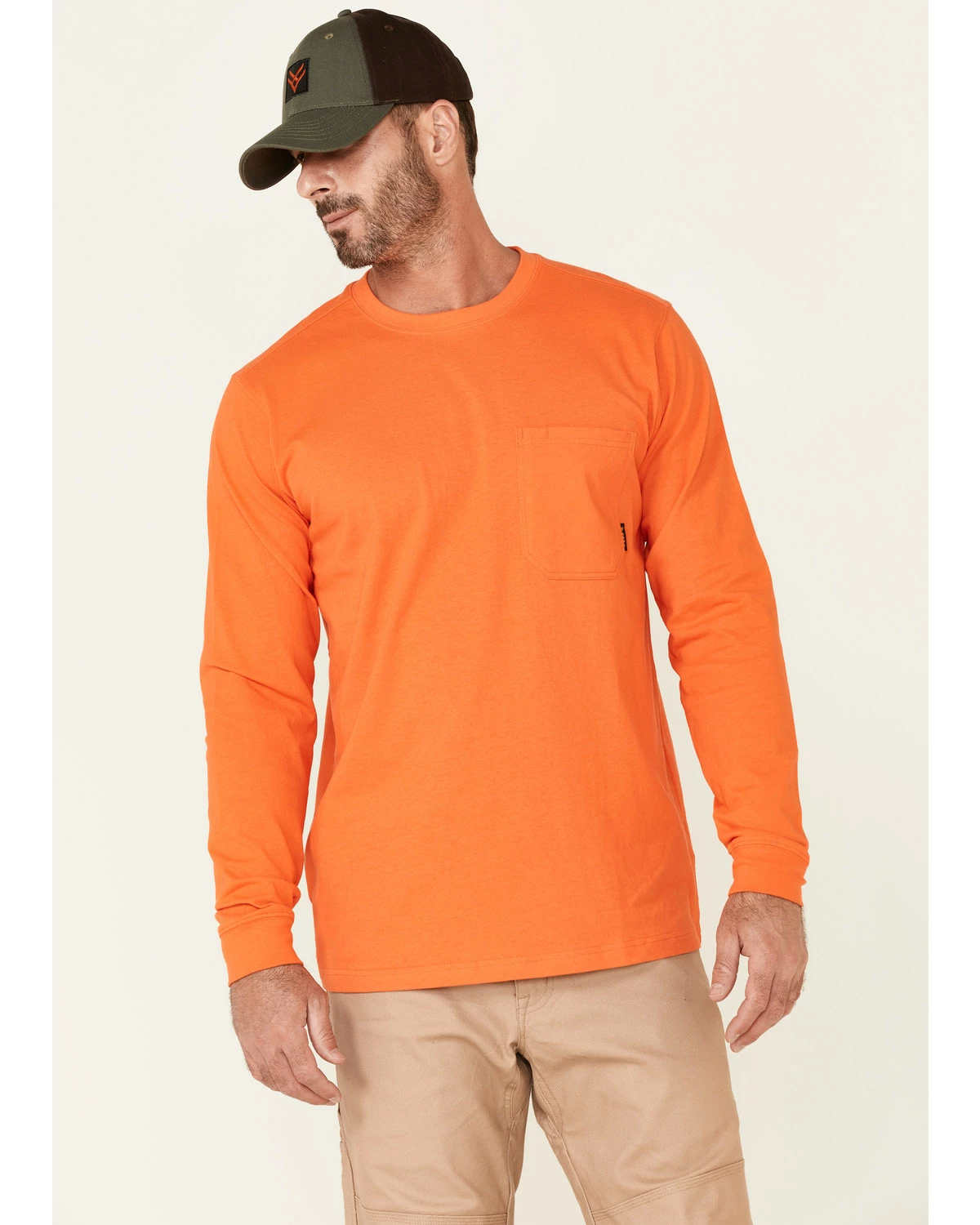 Hawx Men's Solid Orange Forge Long Sleeve Work Pocket T-Shirt - Big 7 Hawx Men's Solid Orange Forge Long Sleeve Work Pocket T-Shirt - Big - Image 5