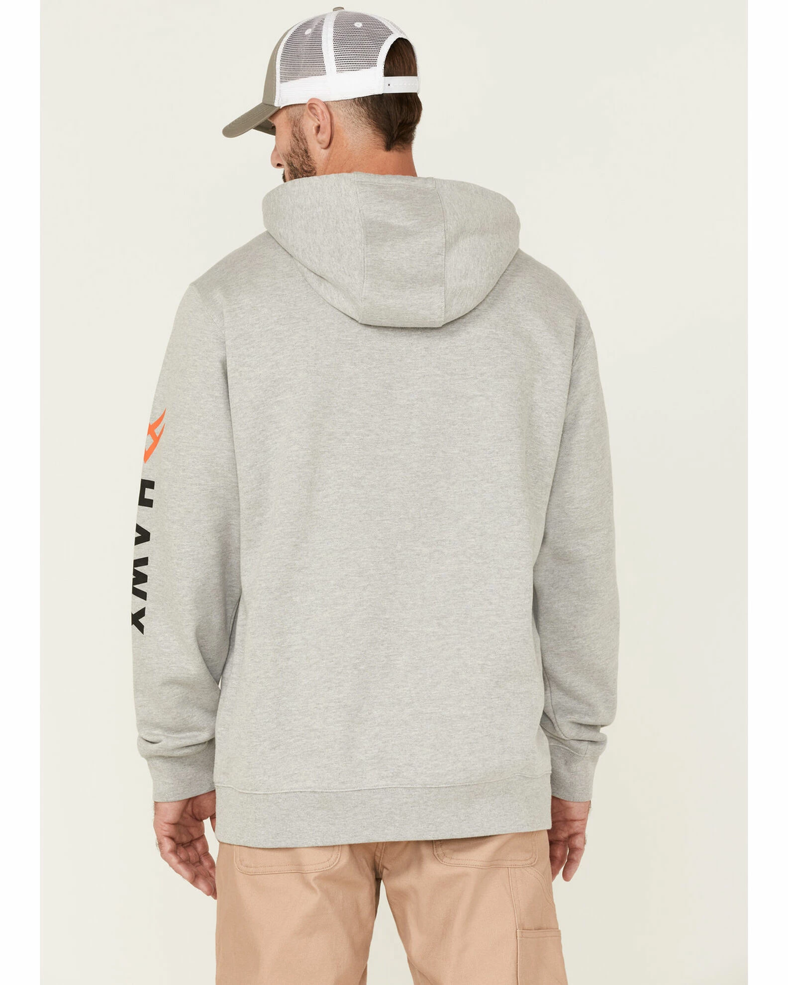 Hawx Men's Primo Logo Graphic Fleece Hooded Work Sweatshirt Light Grey 6 Hawx Men's Primo Logo Graphic Fleece Hooded Work Sweatshirt Light Grey - Image 4