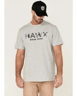 Hawx Men's Camo Logo Graphic Work T-Shirt Light Grey