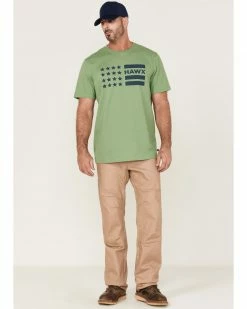 Hawx Men's Loden Logo Flag Graphic Work T-Shirt  -Hawx Shop 2000357924 342 P2