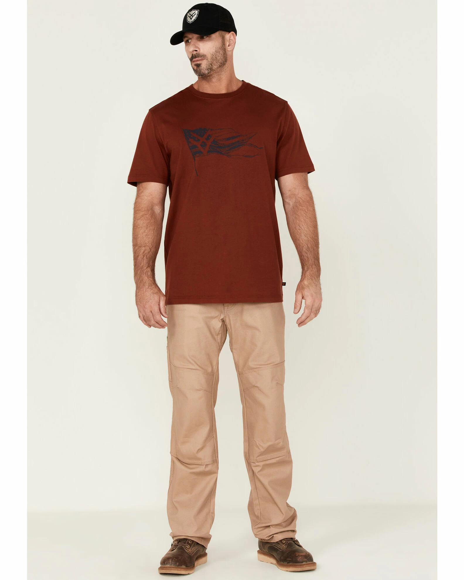 Hawx Men's Flying Flag Graphic Work T-Shirt Dark Red 4 Hawx Men's Flying Flag Graphic Work T-Shirt Dark Red - Image 2