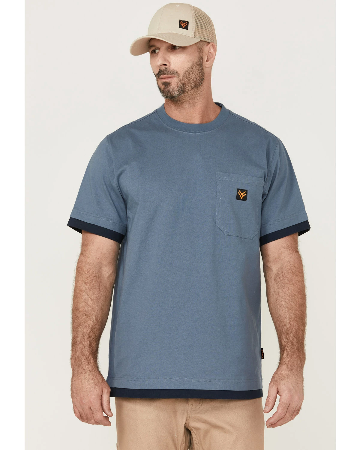 Hawx Men's Layered Light Blue Work Pocket T-Shirt 7 Hawx Men's Layered Light Blue Work Pocket T-Shirt - Image 5