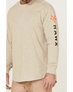 Hawx Men's Logo Graphic Long Sleeve Work T-Shirt - Taupe -Hawx Shop 2000357937 251 P3