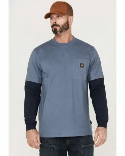 Hawx Men's Layered Pocket Twofer Sleeve Work T-Shirt  Light Blue -Hawx Shop 2000357938 450 P1 1