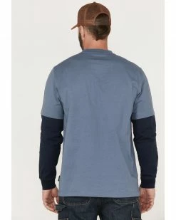 Hawx Men's Layered Pocket Twofer Sleeve Work T-Shirt  Light Blue -Hawx Shop 2000357938 450 P4