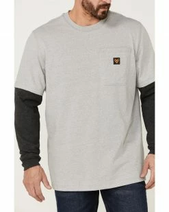 Hawx Men's Layered Pocket Light Grey Long Sleeve Work T-Shirt 9 Hawx Men's Layered Pocket Light Grey Long Sleeve Work T-Shirt -Hawx Shop 2000357939 025 P3