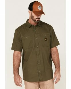 Hawx Men's Solid Olive Twill Short Sleeve Button-Down Work ShirtÂ