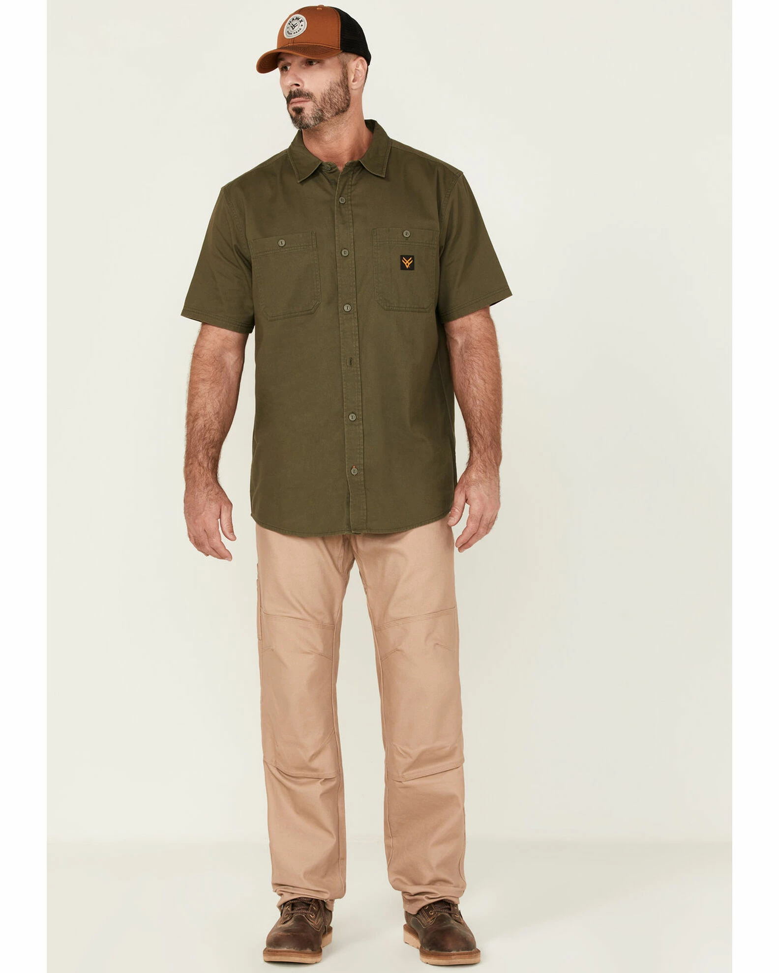 Hawx Men's Solid Olive Twill Short Sleeve Button-Down Work Shirt 4 Hawx Men's Solid Olive Twill Short Sleeve Button-Down Work Shirt - Image 2