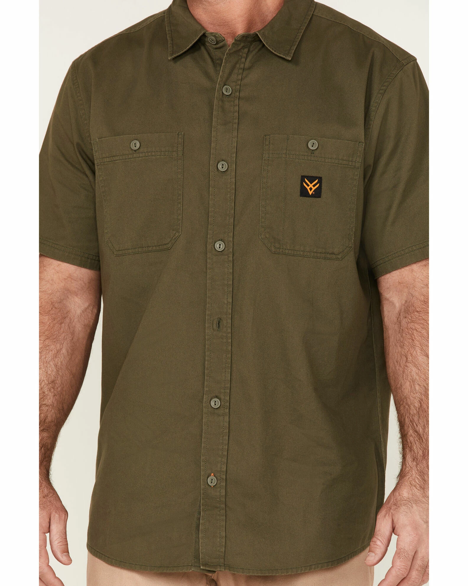 Hawx Men's Solid Olive Twill Short Sleeve Button-Down Work Shirt 5 Hawx Men's Solid Olive Twill Short Sleeve Button-Down Work Shirt - Image 3