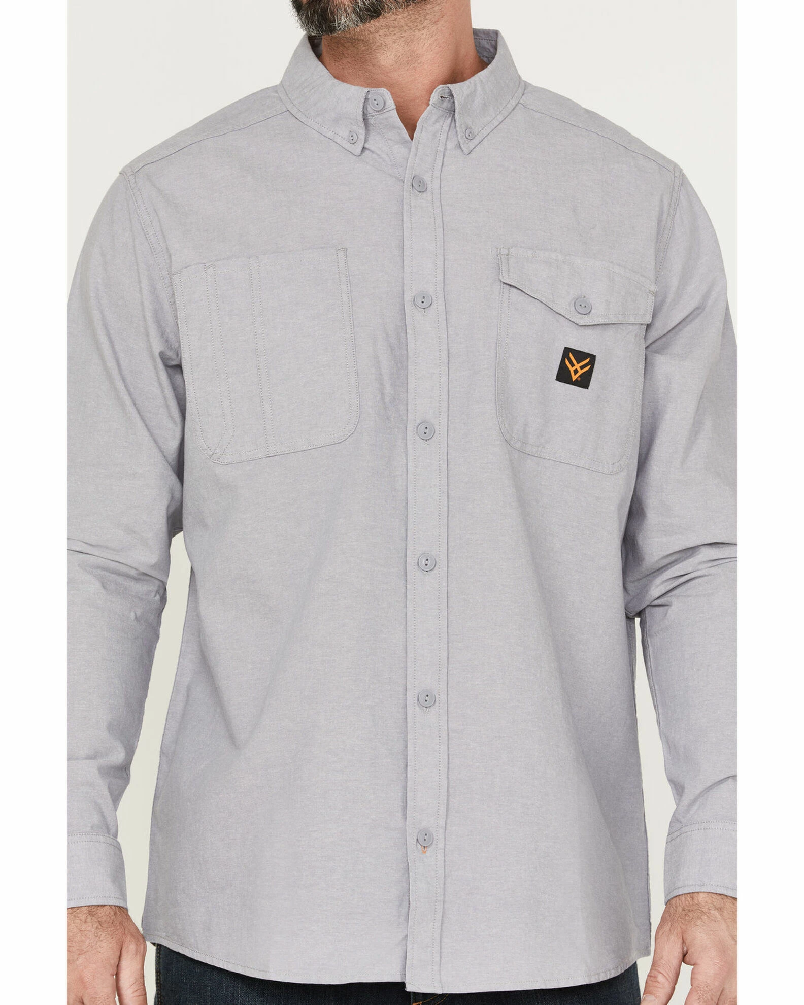Hawx Men's Chambray Sun Protection Solid Grey Long Sleeve Button-Down Western Shirt - Big 5 Hawx Men's Chambray Sun Protection Solid Grey Long Sleeve Button-Down Western Shirt - Big - Image 3