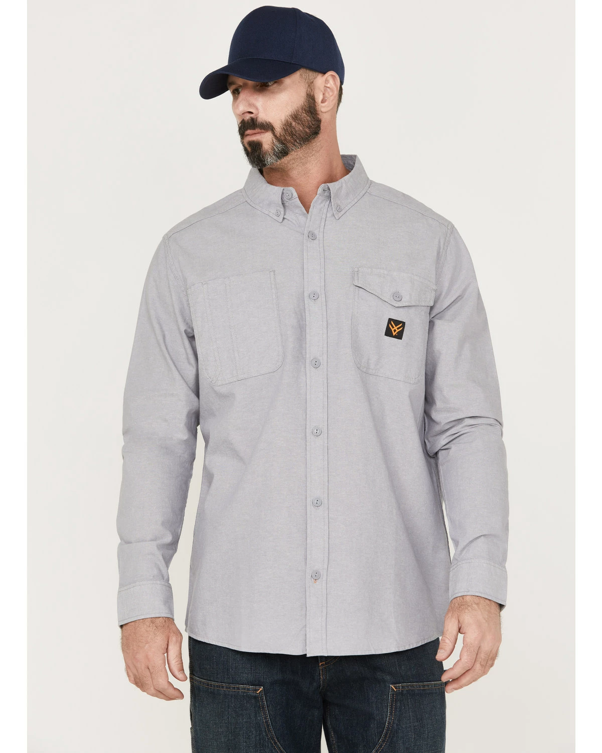 Hawx Men's Chambray Sun Protection Solid Grey Long Sleeve Button-Down Western Shirt - Tall 7 Hawx Men's Chambray Sun Protection Solid Grey Long Sleeve Button-Down Western Shirt - Tall - Image 5