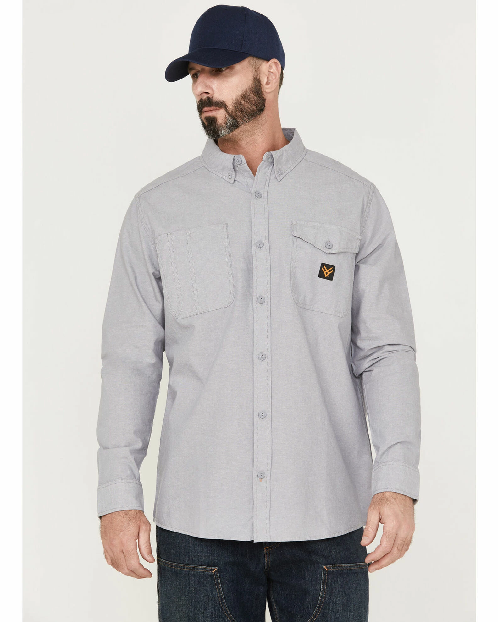 Hawx Men's Chambray Sun Protection Solid Grey Long Sleeve Button-Down Western Shirt - Tall 3 Hawx Men's Chambray Sun Protection Solid Grey Long Sleeve Button-Down Western Shirt - Tall