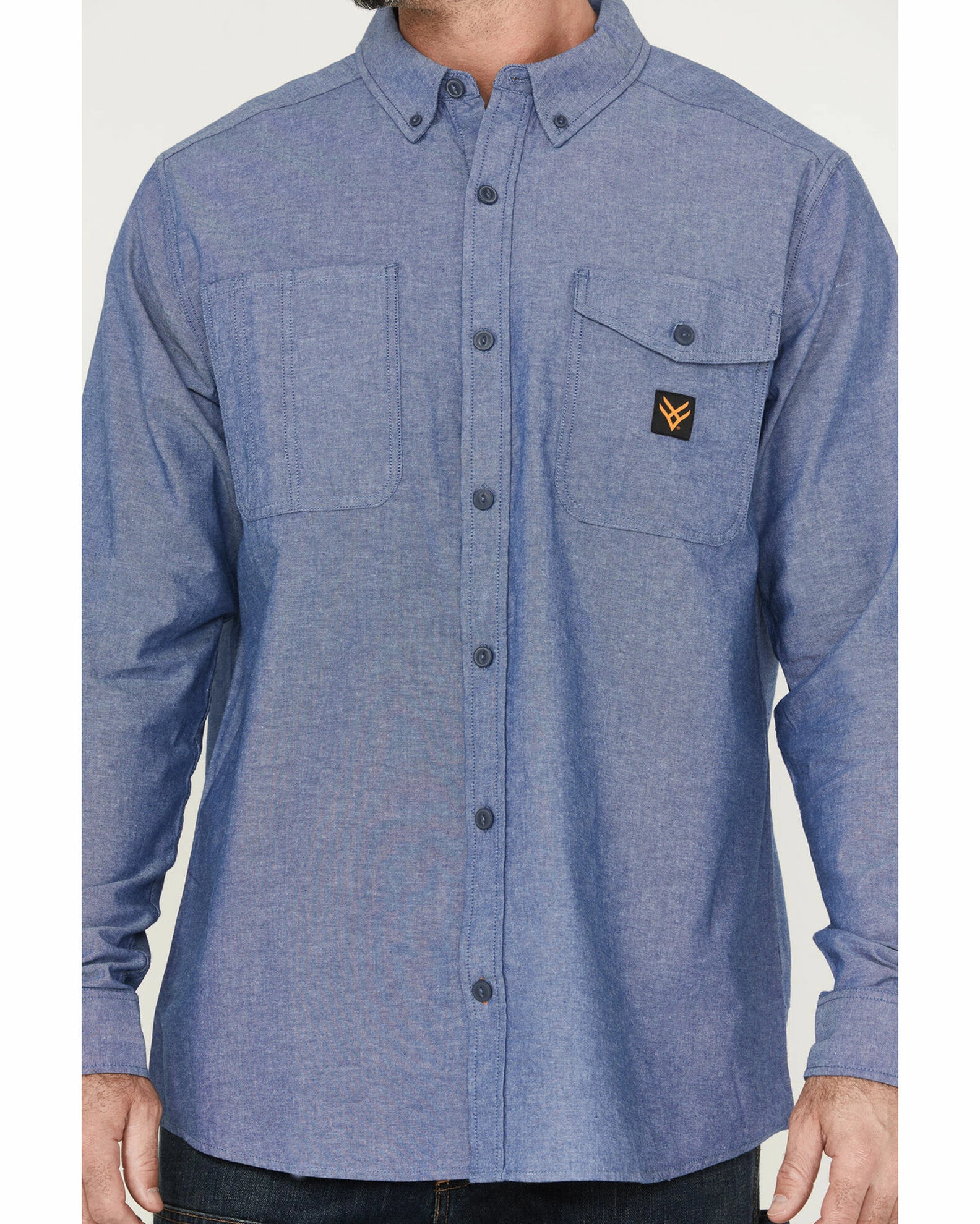 Hawx Men's Chambray Sun Protection Long Sleeve Button-Down Western Shirt Blue 5 Hawx Men's Chambray Sun Protection Long Sleeve Button-Down Western Shirt Blue - Image 3
