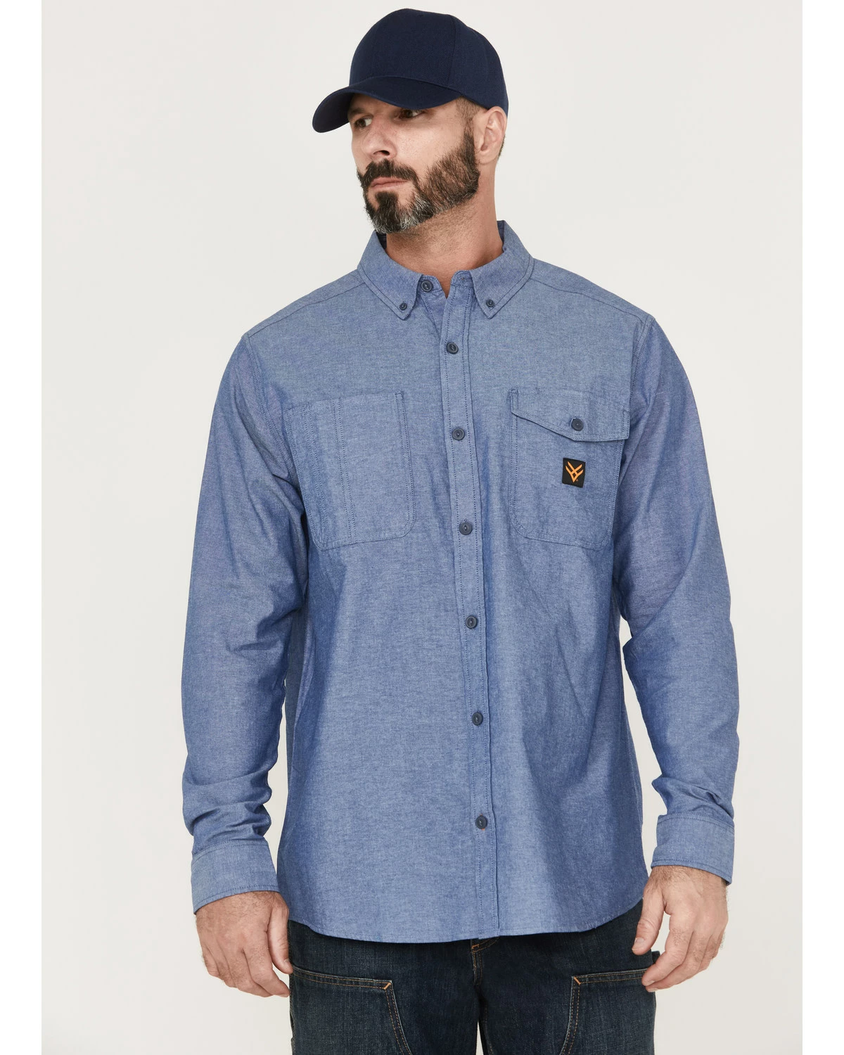 Hawx Men's Chambray Sun Protection Long Sleeve Button-Down Western Shirt - Tall Blue 7 Hawx Men's Chambray Sun Protection Long Sleeve Button-Down Western Shirt - Tall Blue - Image 5