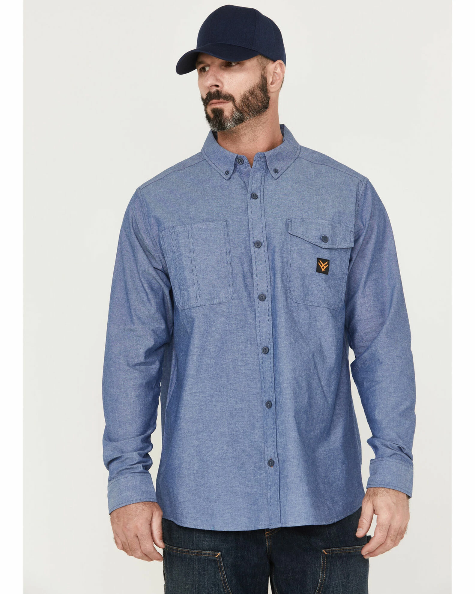 Hawx Men's Chambray Sun Protection Long Sleeve Button-Down Western Shirt - Tall Blue 3 Hawx Men's Chambray Sun Protection Long Sleeve Button-Down Western Shirt - Tall Blue