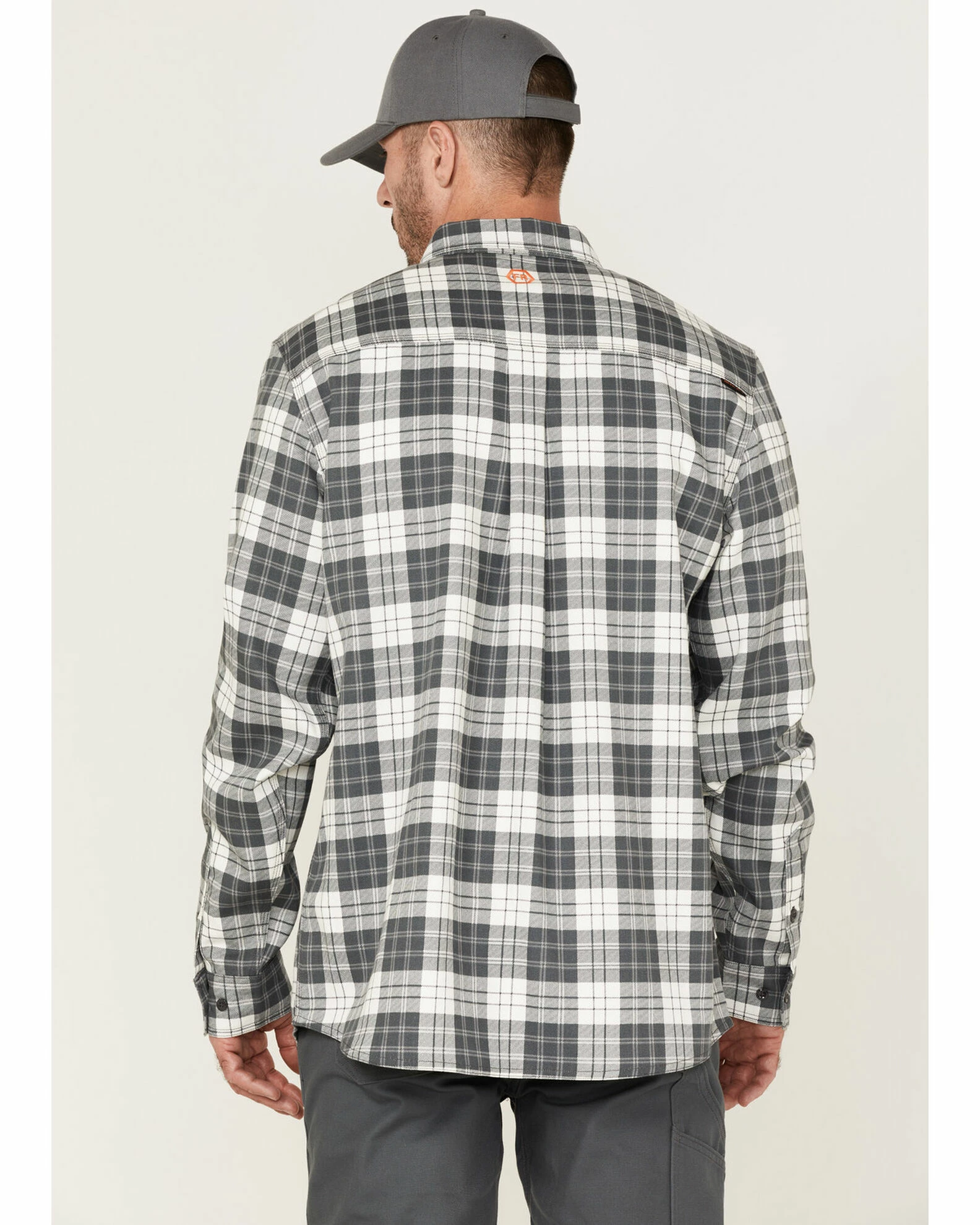 Hawx Men's FR Plaid Long Sleeve Button-Down Work Shirt Grey 6 Hawx Men's FR Plaid Long Sleeve Button-Down Work Shirt Grey - Image 4