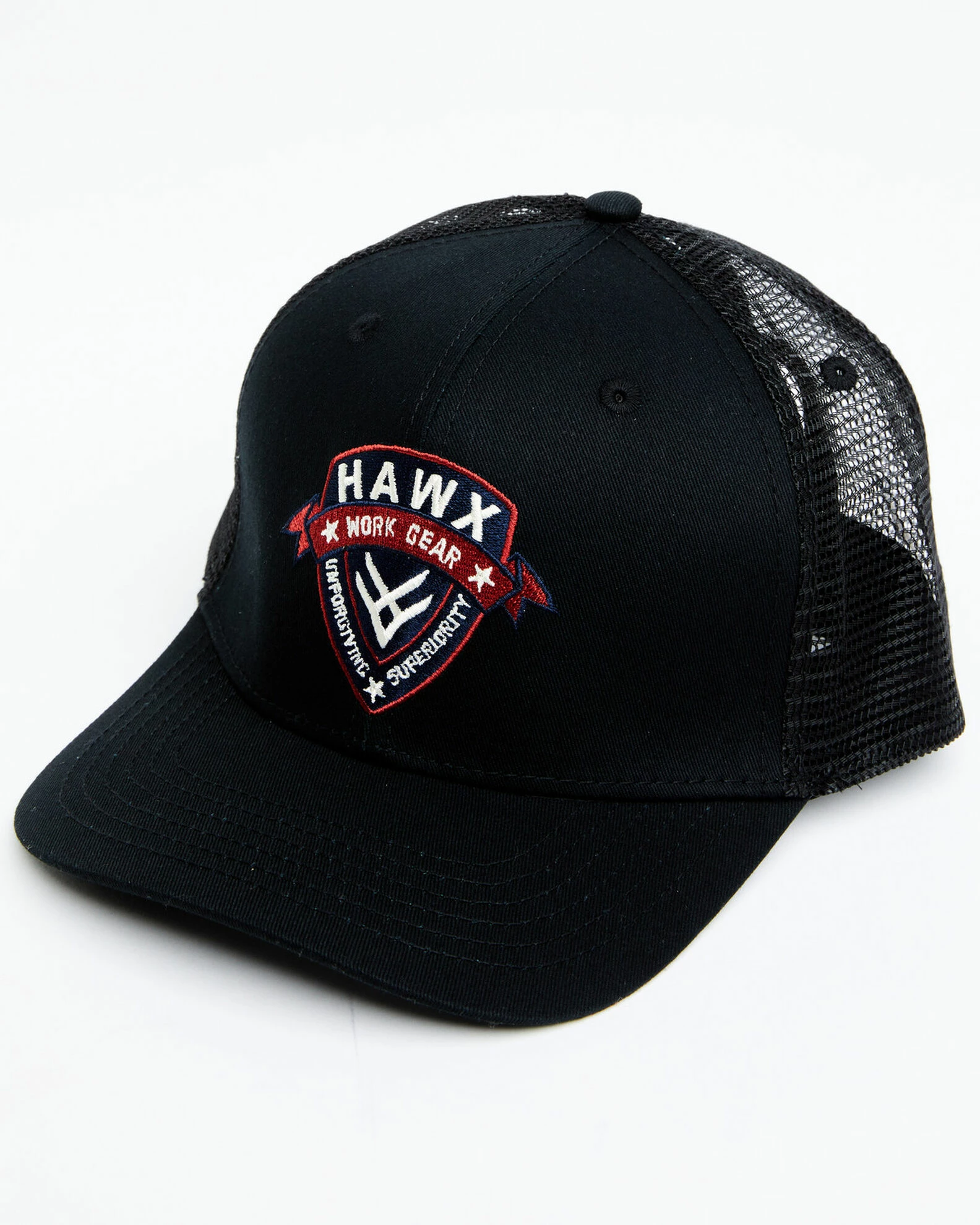 Hawx Men's Black Ribbon Logo Shield Patch Mesh-Back Ball Cap 3 Hawx Men's Black Ribbon Logo Shield Patch Mesh-Back Ball Cap
